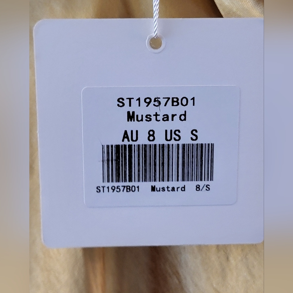 NWT Selfie Leslie Perfect Day Satin Midi Dress Mustard - Size S - Picture 7 of 8